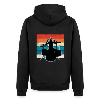 Schlagzeuger und Schlagzeug - Unisex Premium Bio Zip Hoodie - Schwarz - Hinten - Nico (187cm)