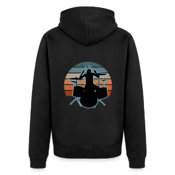 Schlagzeuger und Schlagzeug - Unisex Premium Bio Zip Hoodie - Schwarz - Hinten - Nico (187cm)