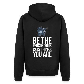 Dabbing Cat Funny Cat - Unisex Premium Organic Zip Hoodie - black - Back - Nico (187cm)