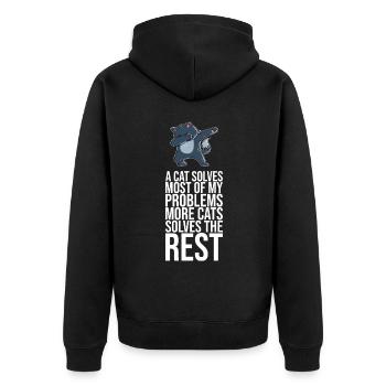 Dabbing Cat Funny Cat - Unisex Premium Organic Zip Hoodie - black - Back - Nico (187cm)