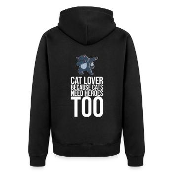 Dabbing Cat Funny Cat - Unisex Premium Organic Zip Hoodie - black - Back - Nico (187cm)