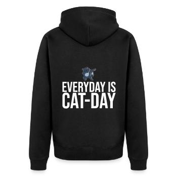 Dabbing Cat Funny Cat - Unisex Premium Organic Zip Hoodie - black - Back - Nico (187cm)