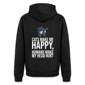 Dabbing Cat Funny Cat - Unisex Premium Organic Zip Hoodie - black - Back - Nico (187cm)