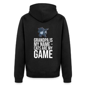 Dabbing Cat Funny Cat - Unisex Premium Organic Zip Hoodie - black - Back - Nico (187cm)