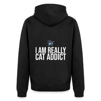 Dabbing Cat Funny Cat - Unisex Premium Organic Zip Hoodie - black - Back - Nico (187cm)
