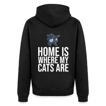 Dabbing Cat Funny Cat - Unisex Premium Organic Zip Hoodie - black - Back - Nico (187cm)