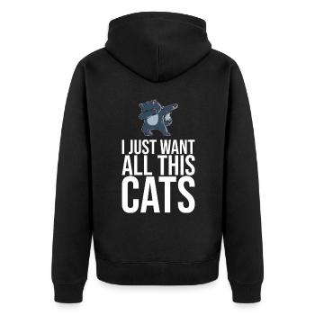 Dabbing Cat Funny Cat - Unisex Premium Organic Zip Hoodie - black - Back - Nico (187cm)