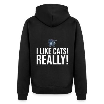 Dabbing Cat Funny Cat - Unisex Premium Organic Zip Hoodie - black - Back - Nico (187cm)