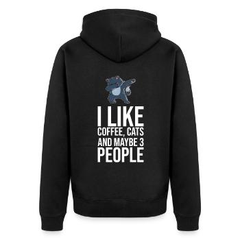 Dabbing Cat Funny Cat - Unisex Premium Organic Zip Hoodie - black - Back - Nico (187cm)