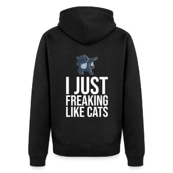 Dabbing Cat Funny Cat - Unisex Premium Organic Zip Hoodie - black - Back - Nico (187cm)