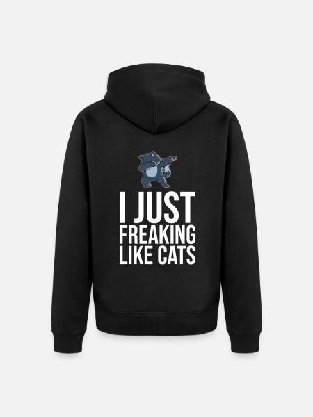 Dabbing Cat Funny Cat - Unisex Premium Organic Zip Hoodie - black