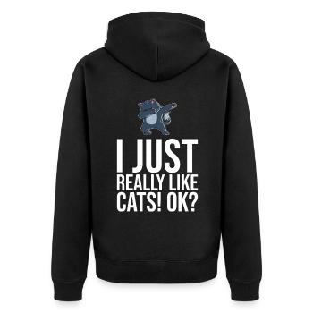 Dabbing Cat Funny Cat - Unisex Premium Organic Zip Hoodie - black - Back - Nico (187cm)