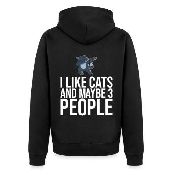 Dabbing Cat Funny Cat - Unisex Premium Organic Zip Hoodie - black - Back - Nico (187cm)