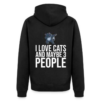 Dabbing Cat Funny Cat - Unisex Premium Organic Zip Hoodie - black - Back - Nico (187cm)