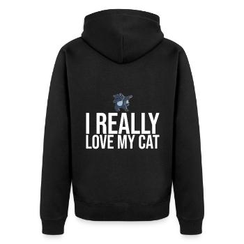 Dabbing Cat Funny Cat - Unisex Premium Organic Zip Hoodie - black - Back - Nico (187cm)