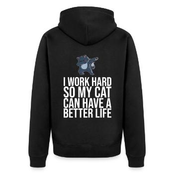 Dabbing Cat Funny Cat - Unisex Premium Organic Zip Hoodie - black - Back - Nico (187cm)