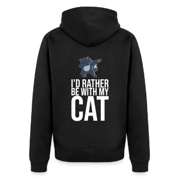 Dabbing Cat Funny Cat - Unisex Premium Organic Zip Hoodie - black - Back - Nico (187cm)