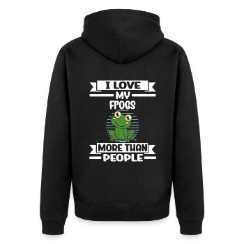 Grenouille J’aime mes grenouilles plus que les gens - Veste à capuche bio Premium Unisexe - noir - Dos - Nico (187cm)
