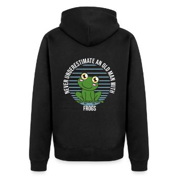 Frog Never Underestimate An Old Man With Frogs - Unisex Premium Organic Zip Hoodie - black - Back - Nico (187cm)