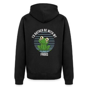 Frogs I'd Rather Be With My Frogs - Unisex Premium Organic Zip Hoodie - black - Back - Nico (187cm)