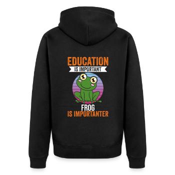 Frog Education Is Important Frog Is More Important - Unisex Premium Organic Zip Hoodie - black - Back - Nico (187cm)