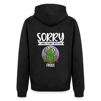 Frog Sorry I Have Plans With My Frogs - Unisex Premium Organic Zip Hoodie - black - Back - Nico (187cm)