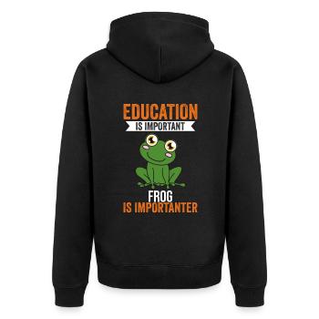 Frog Education Is Important Frog Is More Important - Unisex Premium Organic Zip Hoodie - black - Back - Nico (187cm)