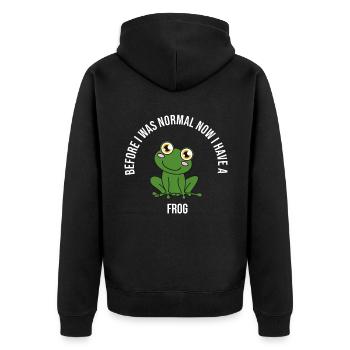 Grenouille avant j’étais normal maintenant j’ai une grenouille - Veste à capuche bio Premium Unisexe - noir - Dos - Nico (187cm)