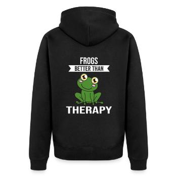 Frog Frogs Better Then Therapy - Unisex Premium Organic Zip Hoodie - black - Back - Nico (187cm)