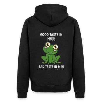 Grenouille Bon goût dans Grenouille Mauvais goût Im Men - Veste à capuche bio Premium Unisexe - noir - Dos - Nico (187cm)