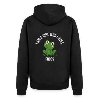 Grenouille Je suis une fille qui aime les grenouilles - Veste à capuche bio Premium Unisexe - noir - Dos - Nico (187cm)