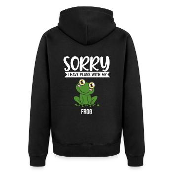 Frog Sorry I Have Plans With My Frog - Unisex Premium Organic Zip Hoodie - black - Back - Nico (187cm)