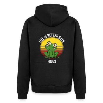 Frog Frogs Life Is Better With Frogs - Unisex Premium Organic Zip Hoodie - black - Back - Nico (187cm)