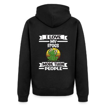 Grenouille J’aime mes grenouilles plus que les gens - Veste à capuche bio Premium Unisexe - noir - Dos - Nico (187cm)
