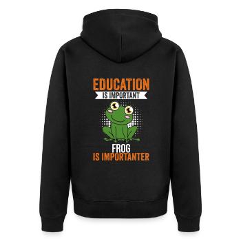 Frog Education Is Important Frog Is More Important - Unisex Premium Organic Zip Hoodie - black - Back - Nico (187cm)