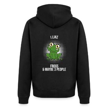 Frog I Like Frogs And Maybe 3 People - Unisex Premium Organic Zip Hoodie - black - Back - Nico (187cm)