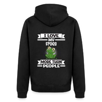 Grenouille J’aime mes grenouilles plus que les gens - Veste à capuche bio Premium Unisexe - noir - Dos - Nico (187cm)