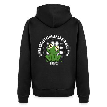 Grenouille ne sous-estime jamais un vieil homme avec des grenouilles - Veste à capuche bio Premium Unisexe - noir - Dos - Nico (187cm)