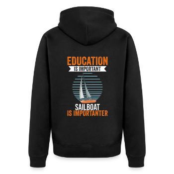 L’éducation est importante Le voilier est plus important - Veste à capuche bio Premium Unisexe - noir - Dos - Nico (187cm)