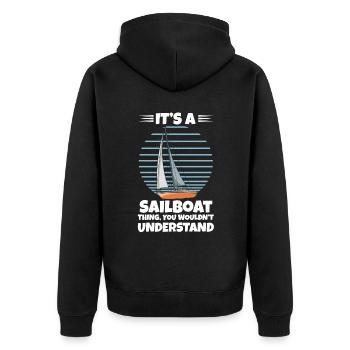 It's A Sailboat Thing You Wouldn't Understand - Unisex Premium Bio Zip Hoodie - Schwarz - Hinten - Nico (187cm)