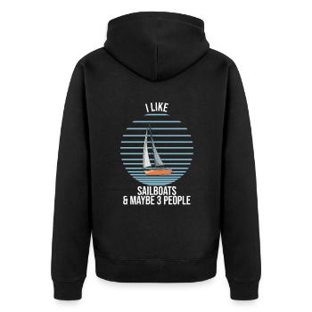 Voilier J’aime les voiliers et peut-être 3 personnes - Veste à capuche bio Premium Unisexe - noir - Dos - Nico (187cm)
