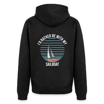 Sailboat I'd Rather Be With My Sailboat - Unisex Premium Bio Zip Hoodie - Schwarz - Hinten - Nico (187cm)