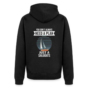 Sailboats You Don't Need Always A Plan Just A - Unisex Premium Bio Zip Hoodie - Schwarz - Hinten - Nico (187cm)