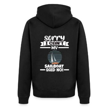 Sailboat Sorry I Can't My Sailboat Said No - Unisex Premium Bio Zip Hoodie - Schwarz - Hinten - Nico (187cm)