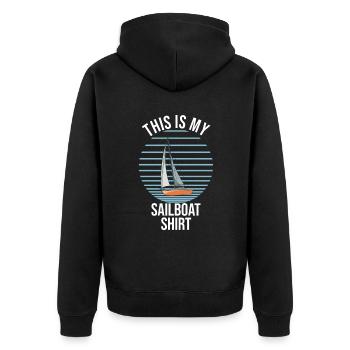 Sailboat This Is My Sailboat Shirt - Unisex Premium Bio Zip Hoodie - Schwarz - Hinten - Nico (187cm)