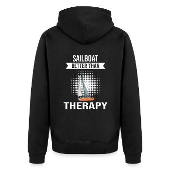 Sailboat Sailboat Better Then Therapie - Unisex Premium Bio Zip Hoodie - Schwarz - Hinten - Nico (187cm)