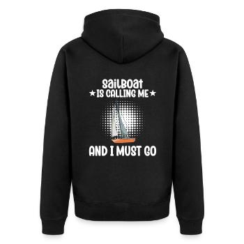 Sailboat Sailboat Is Calling Me And I Must Go - Unisex Premium Bio Zip Hoodie - Schwarz - Hinten - Nico (187cm)