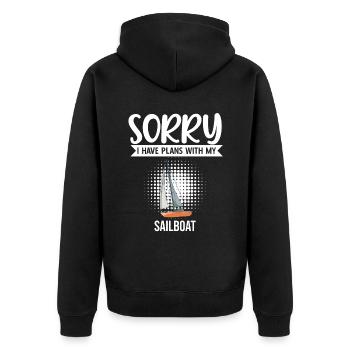 Sailboat Sorry I Have Plans With My Sailboat - Unisex Premium Bio Zip Hoodie - Schwarz - Hinten - Nico (187cm)
