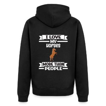 J'aime mes chevaux plus que les gens - Veste à capuche bio Premium Unisexe - noir - Dos - Nico (187cm)