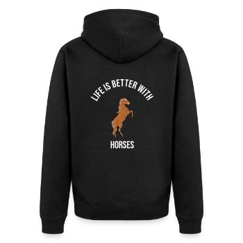 Horses Life Is Better With Horses - Unisex Premium Organic Zip Hoodie - black - Back - Nico (187cm)